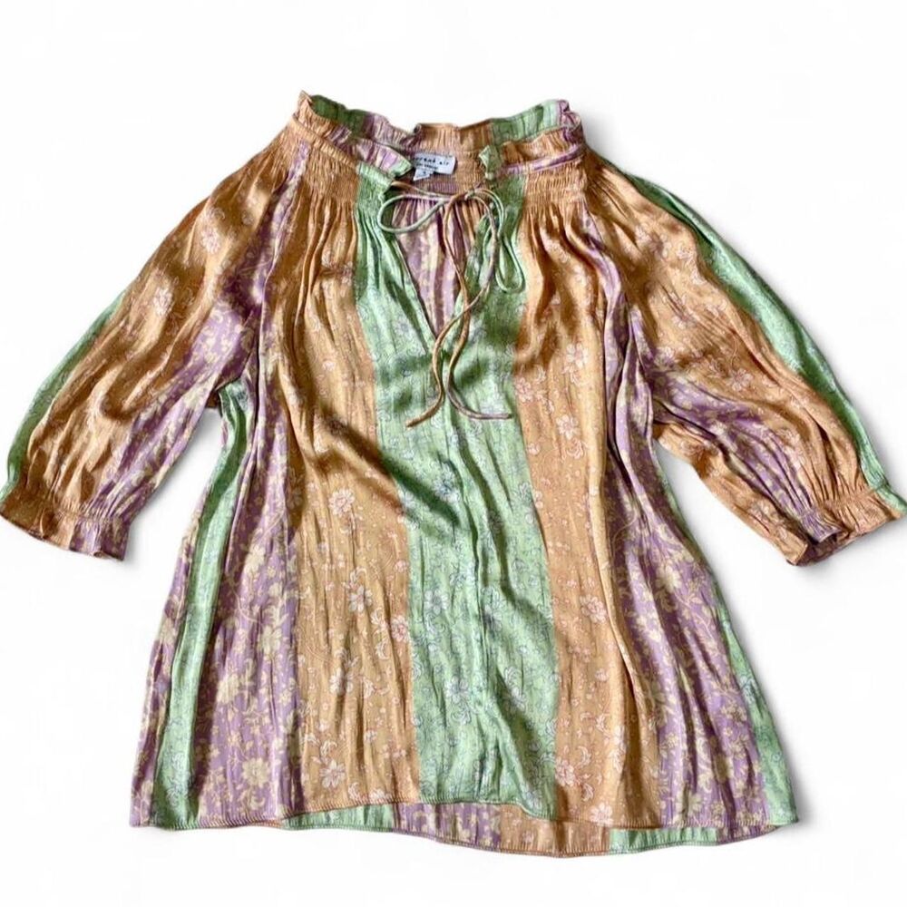 Current Air Pastel Flowy Satin Like Blouse